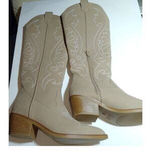 MIA Womens NEW w/Tags Tan Embroidered Tall Cowgirl Boots w/Zipper - sz. 7 1/2